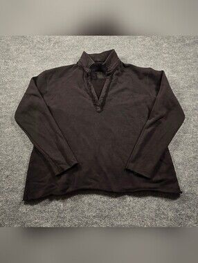 ​Frank & Eileen Black Patrick Popover Henley Triple Fleece Sweatshirt Size L